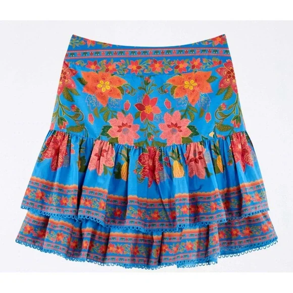 FARM Rio Blue Tropical Tapestry Mini Skirt NWT SZ XL - Picture 7 of 16